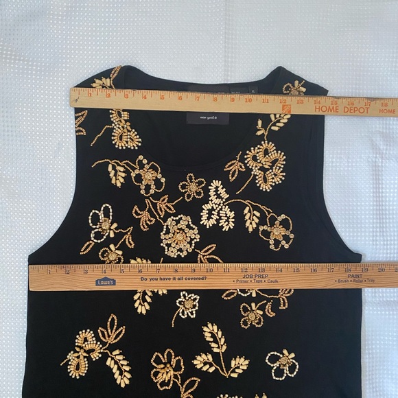 Michael Simion womens tank top silk cotton sequins, beads, XL - Picture 4 of 16